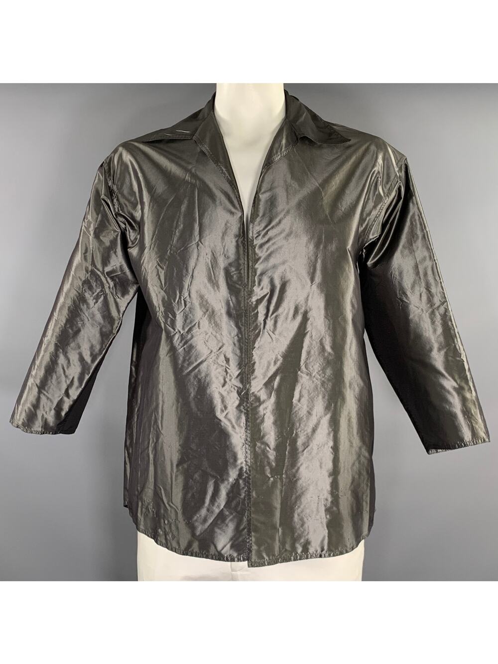 ZORAN Size M Grey Silk Windbreaker Jacket